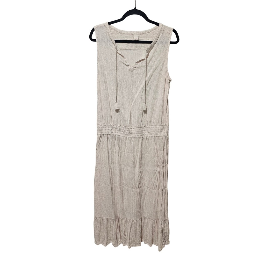 Prana Large Ivory Sleeveless Midi Dress Modal Casual Beachy Comfort Granola Girl